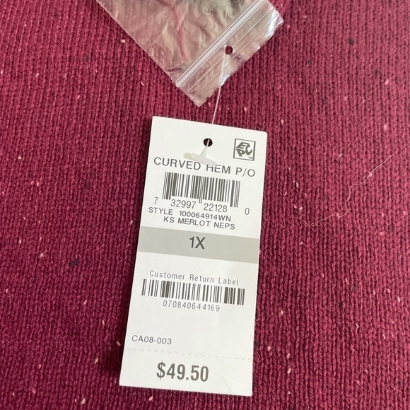 Karen Scott Nep Curved-Hem Sweater Merlot - Picture 6 of 8